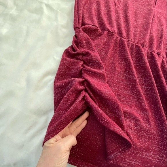 Lane Bryant Mock-Neck Keyhole Top With Ruched Sides Size 26 / 28 Holiday Red - Picture 11 of 13